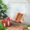 34" x 21" Red & Yellow Striped Hammock Chair with Padding & Wooden Bar